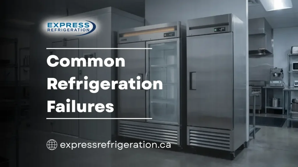 Commercial kitchen refrigeration units showing common commercial refrigeration failures