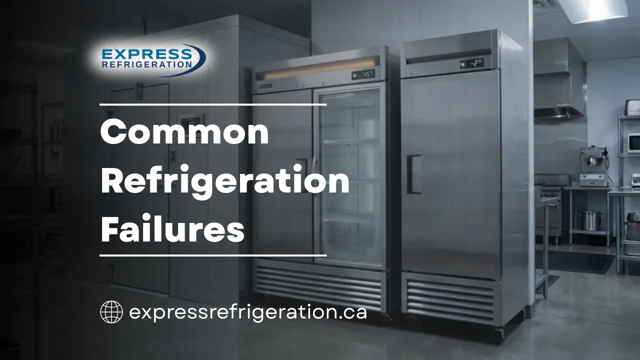 Commercial kitchen refrigeration units showing common commercial refrigeration failures