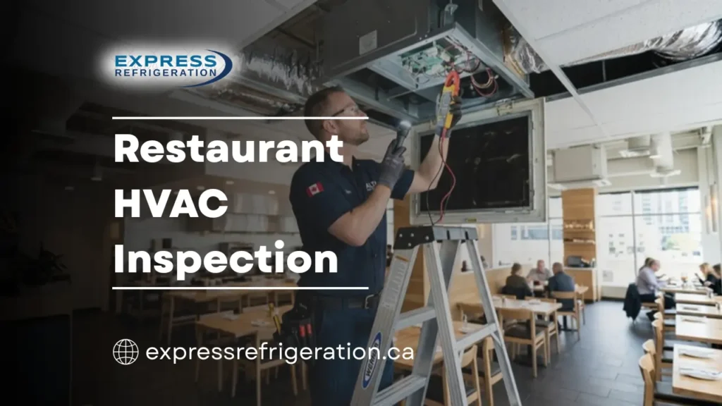 Technician performing restaurant HVAC inspection and maintenance in commercial kitchen
